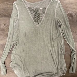 American Eagle Long Sleeve Braided Top